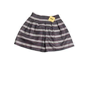 NWT INA Women's Striped Mini Skirt Size M Pink/White/Black Zip Back Lined